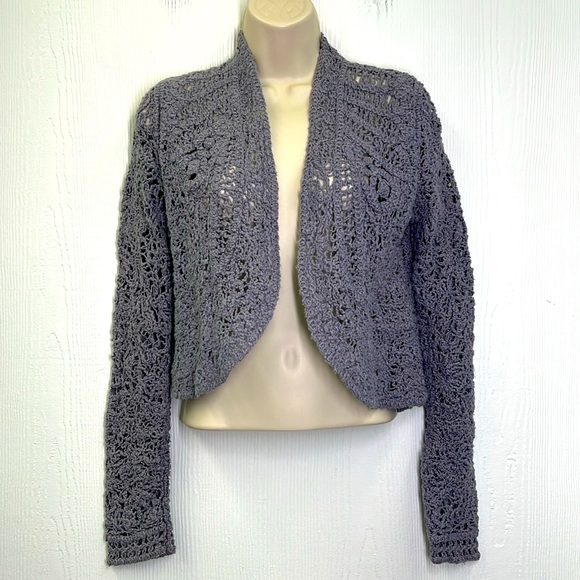 Anthropologie - Angels Of The North Grey Odense Open Knit Open Cardigan Medium - Picture 2 of 13